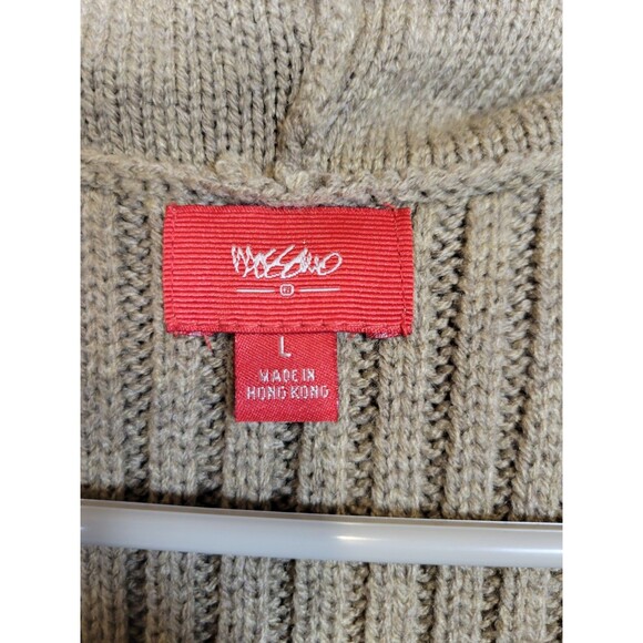 Mossimo Sleeveless Hooded Cardigan Sweater Vest Juniors Large Brown Preppy - Picture 6 of 9
